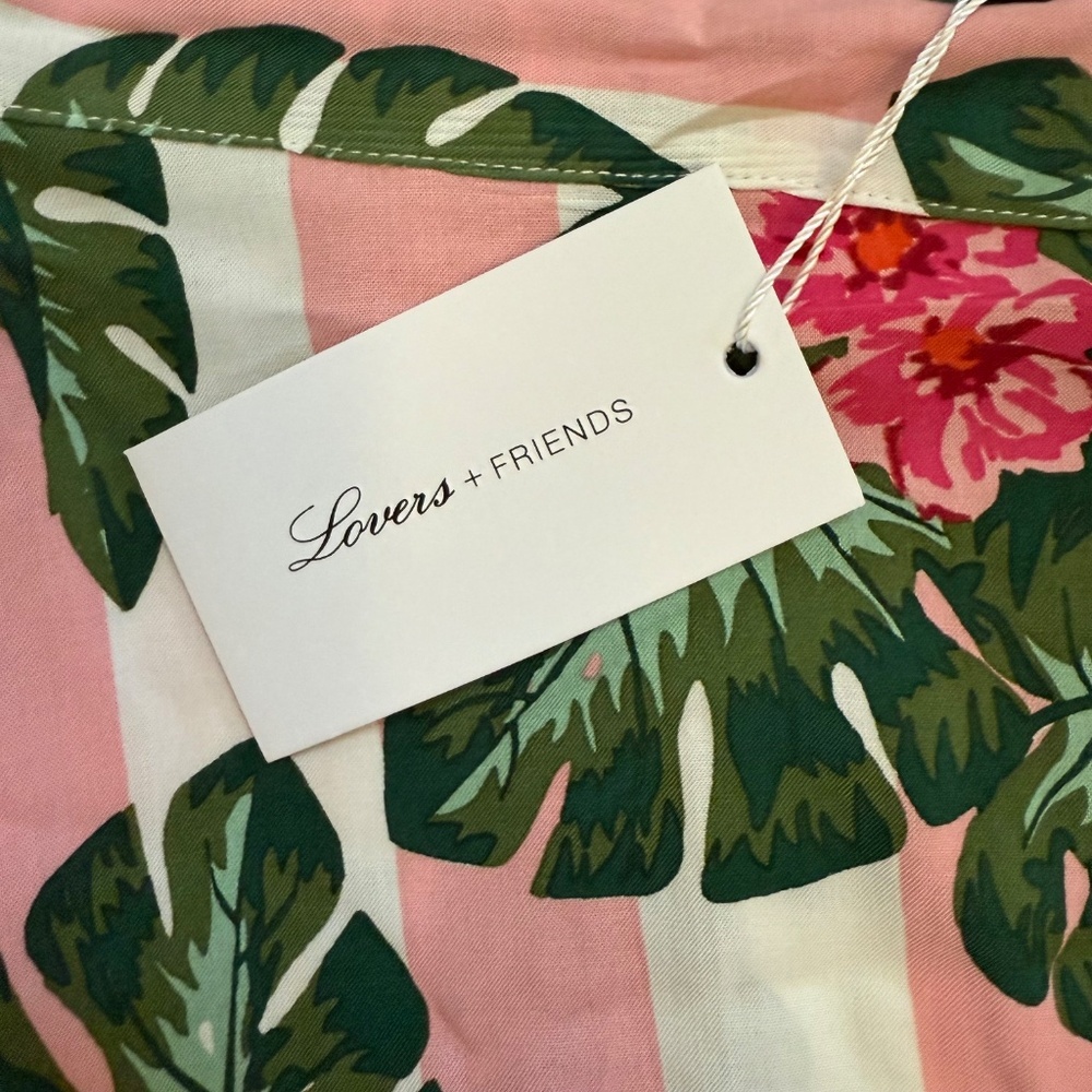 NWT Lovers & Friends Tropical Pink Stripe Palm Wrap Mini Alicia Skirt XS Retro - Picture 4 of 7
